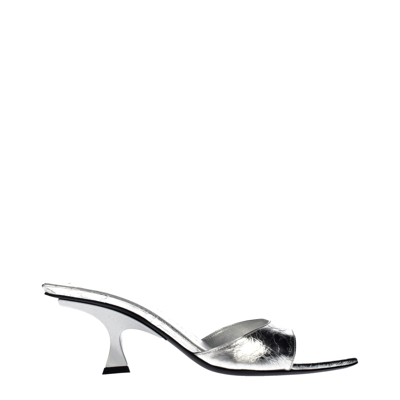 The Attico Gray Leather Flat Sandals