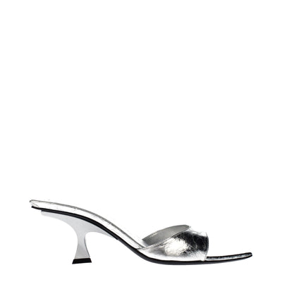 The Attico Gray Leather Flat Sandals