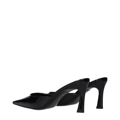 The Attico Black Leather Flat Sandals