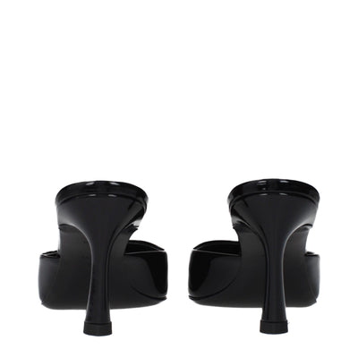 The Attico Black Leather Flat Sandals