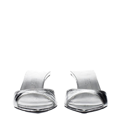 The Attico Gray Leather Flat Sandals