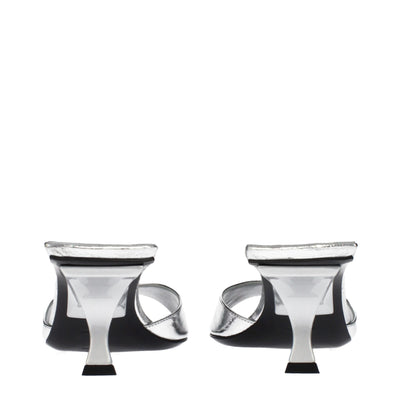 The Attico Gray Leather Flat Sandals