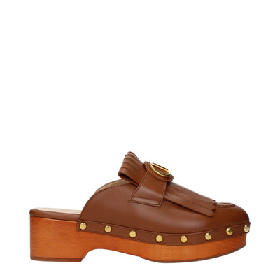 Valentino Garavani Brown Leather Slippers