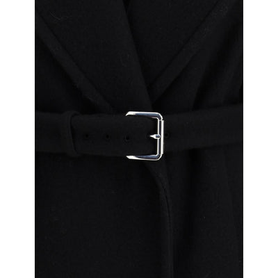 Max Mara Black Fleece Wool Coat