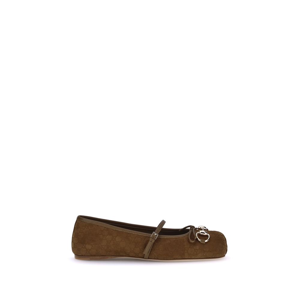 Gucci Brown Goatskin Ballet Flats