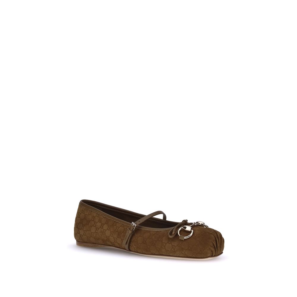 Gucci Brown Goatskin Ballet Flats
