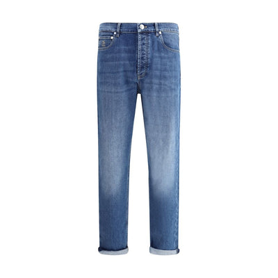 Brunello Cucinelli Blue Cotton Straight-Leg Jeans
