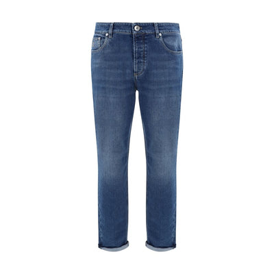 Brunello Cucinelli Blue Cotton Straight-Leg Jeans