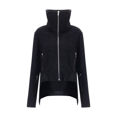 Rick Owens Black Fleece Wool Biker Jacket