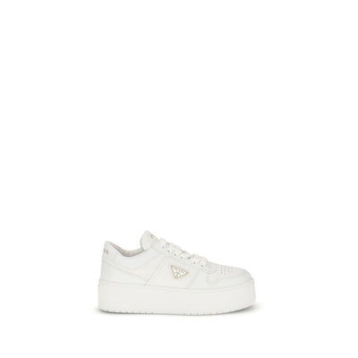Prada White Calf Leather Bos Taurus Platform Sneakers