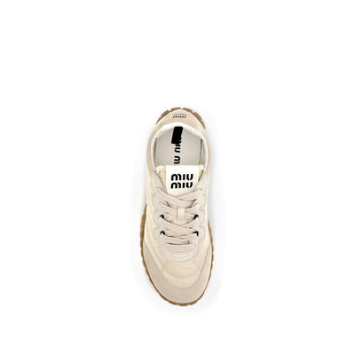 Miu Miu Cream Recycled Polyamide Athletic Sneakers