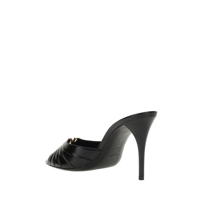 Saint Laurent Black Lamb Ovis Aries Aries Stiletto Heel Sandals