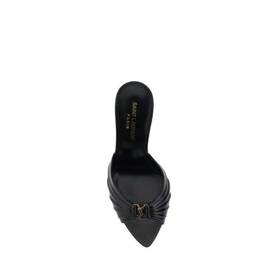 Saint Laurent Black Lamb Ovis Aries Aries Stiletto Heel Sandals