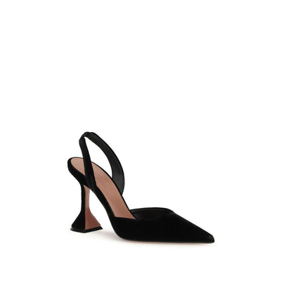 Amina Muaddi Black Rubber High Heel Pumps