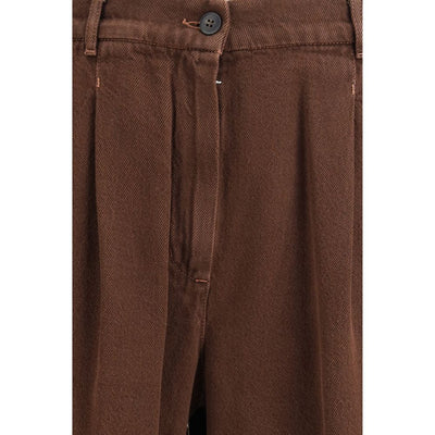 Max Mara Brown Cotton Casual Pants