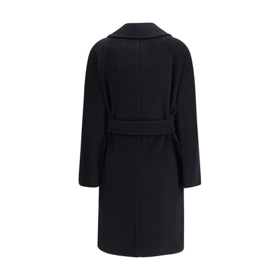 Max Mara Black Fleece Wool Coat
