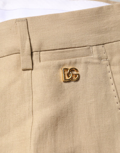 Dolce & Gabbana Beige Linen Single Breasted 2 Piece Suit