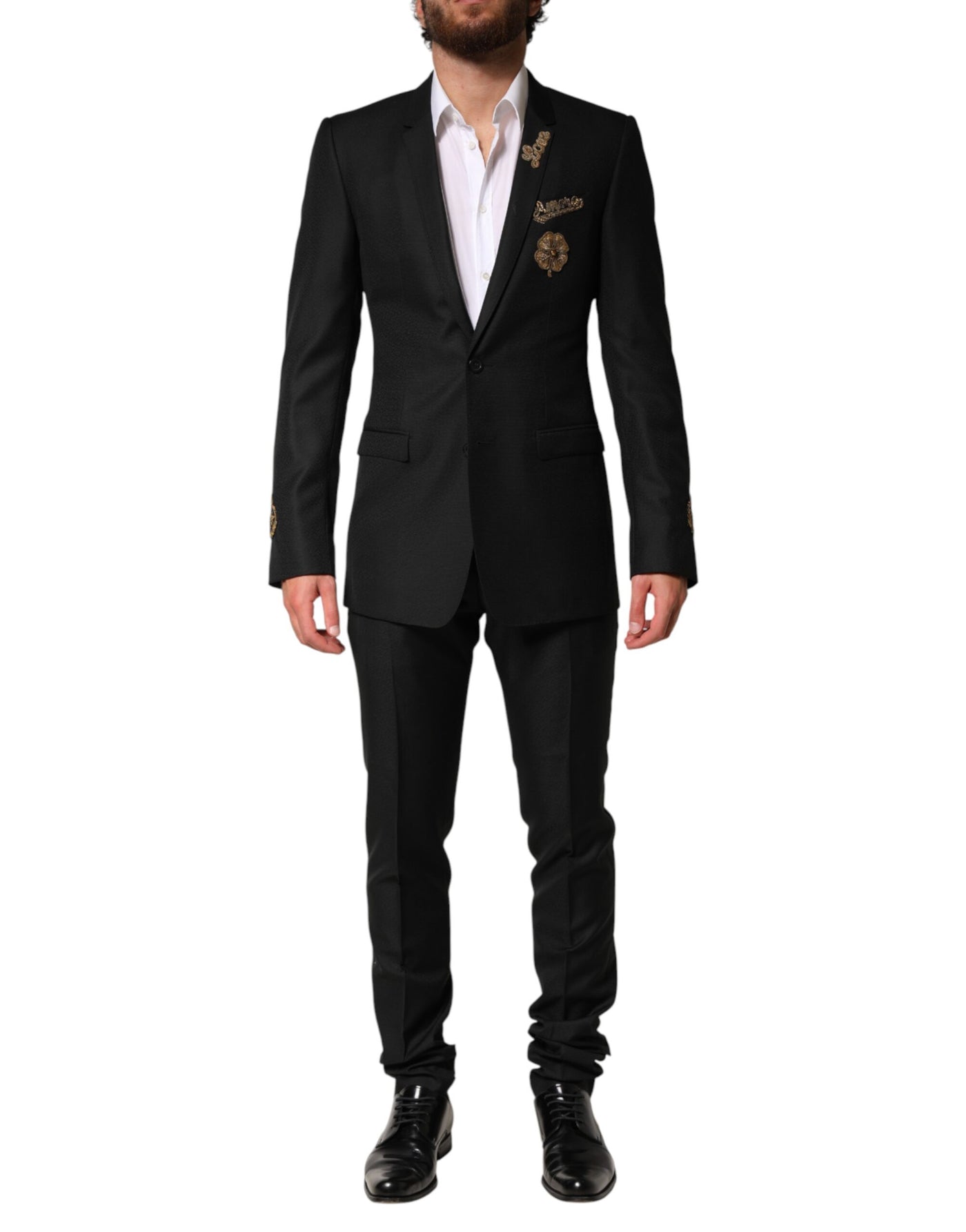 Dolce & Gabbana Black Embellished Single Breasted 2 Pc Suit