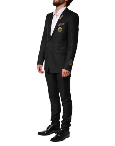 Dolce & Gabbana Black Embellished Single Breasted 2 Pc Suit