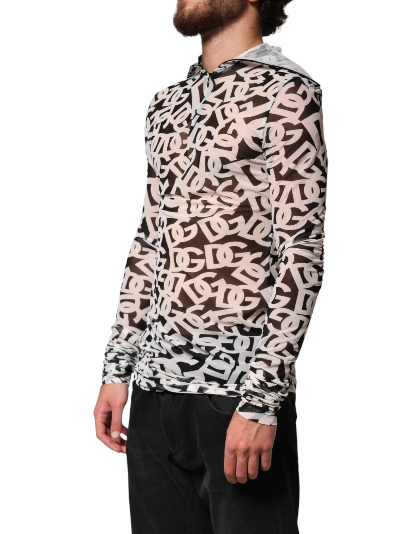 Dolce & Gabbana White DG Logo Long Sleeves Turtleneck Top