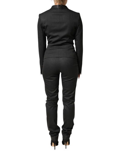 Exte Black Double Breasted Pants Blazer Jacket 2 Piece Suit