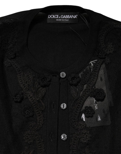 Dolce & Gabbana Black Sheer Button Down Cardigan Sweater