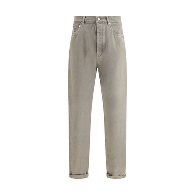 Brunello Cucinelli Bicolor Cotton Straight-Leg Jeans