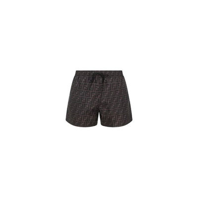 Fendi Gray Polyester Swim Shorts