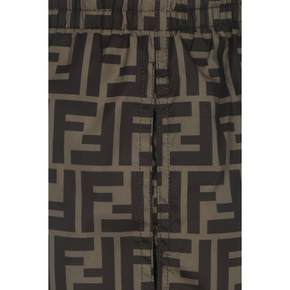 Fendi Brown Polyester Swim Shorts
