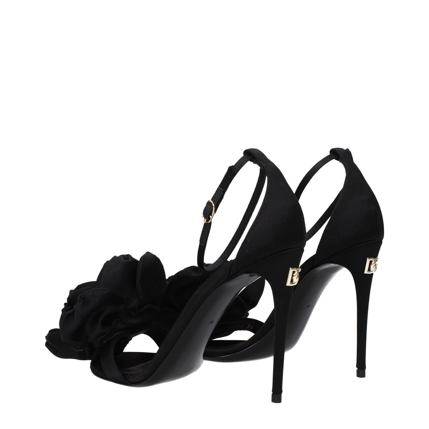 Dolce & Gabbana Black Satin Stiletto Heel Sandals