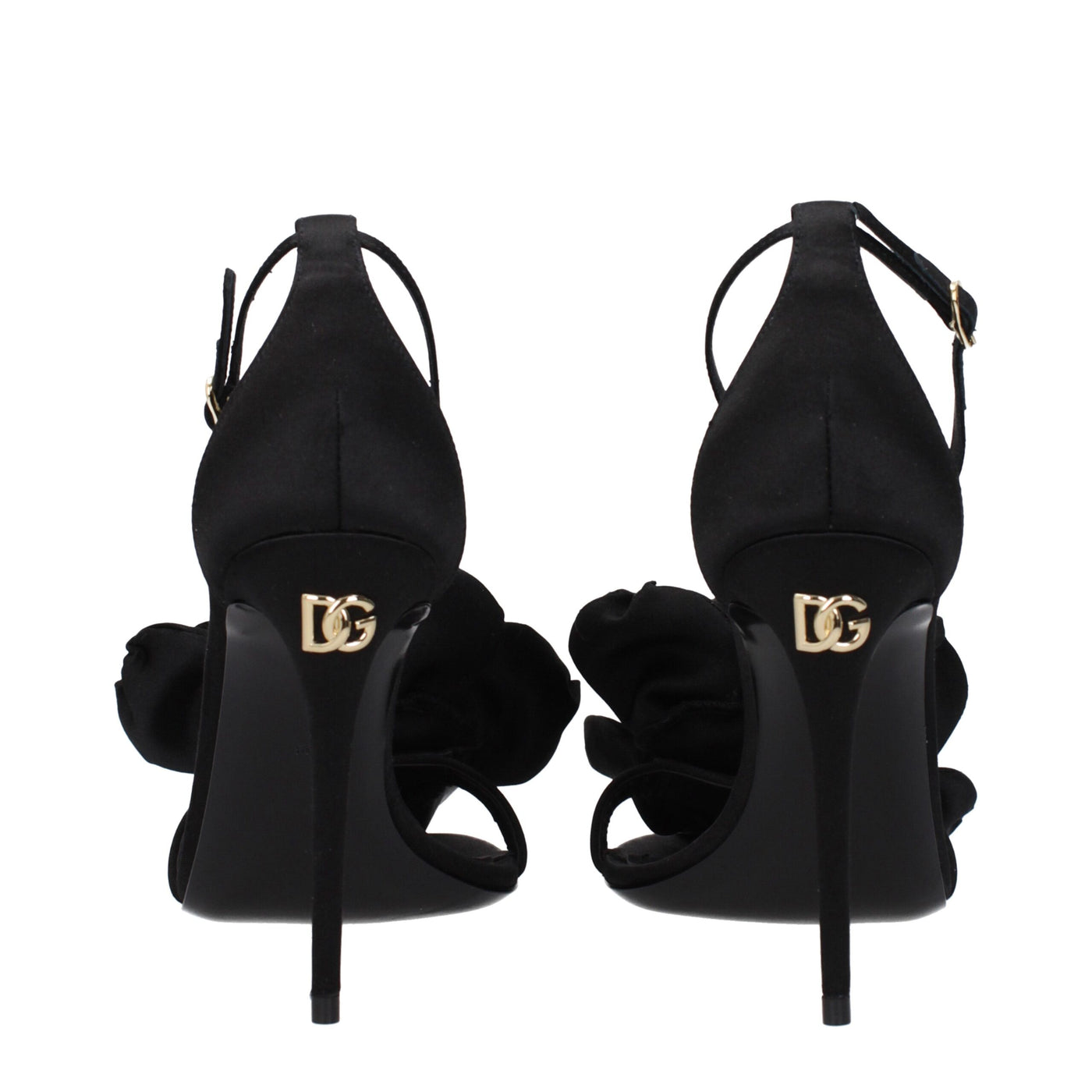 Dolce & Gabbana Black Satin Stiletto Heel Sandals
