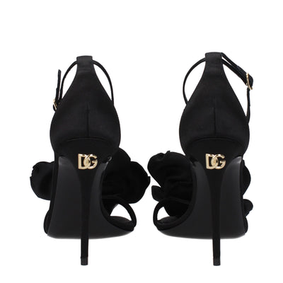 Dolce & Gabbana Black Satin Stiletto Heel Sandals