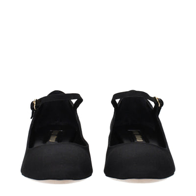 Miu Miu Black Fabric Mid Heel Pumps