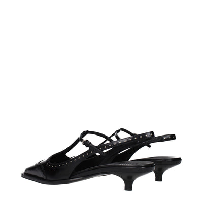 Miu Miu Black Leather Mid Heel Pumps