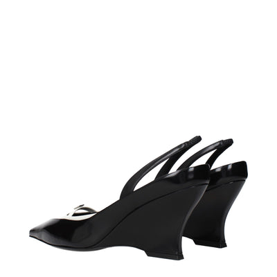 Givenchy Black Leather Wedge Sandals