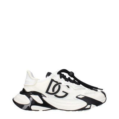 Dolce & Gabbana White Fabric Athletic Sneakers