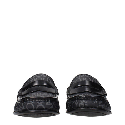 Dolce & Gabbana Black Fabric Slip-On Loafers