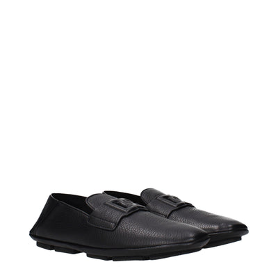 Dolce & Gabbana Black Leather Slip-On Loafers