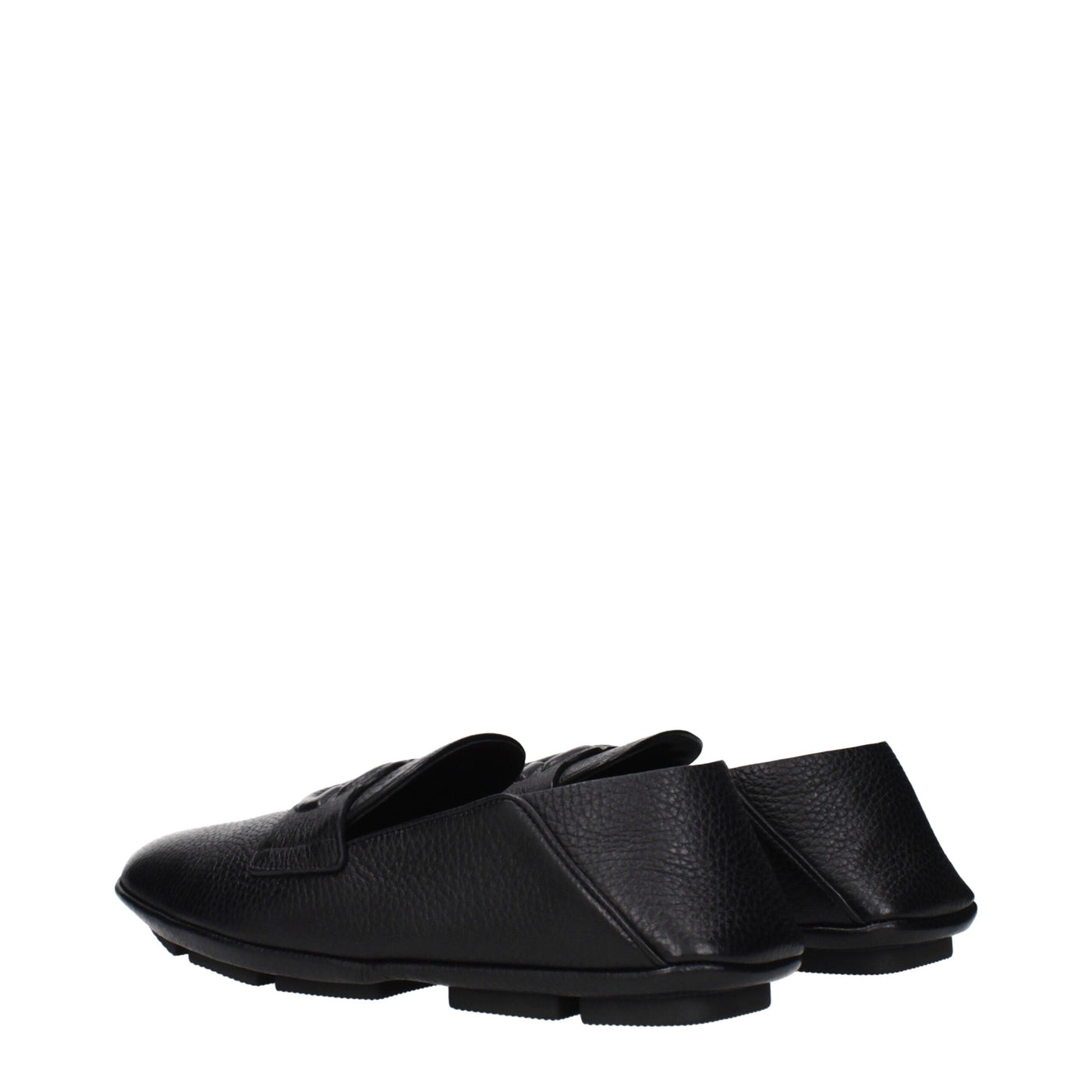 Dolce & Gabbana Black Leather Slip-On Loafers