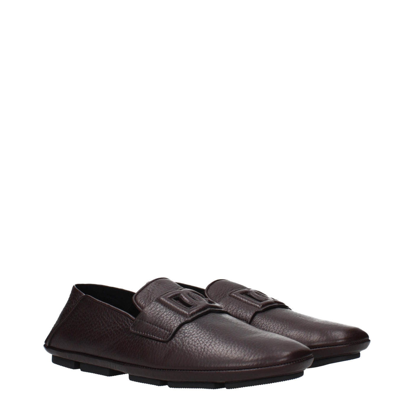 Dolce & Gabbana Brown Leather Slip-On Loafers