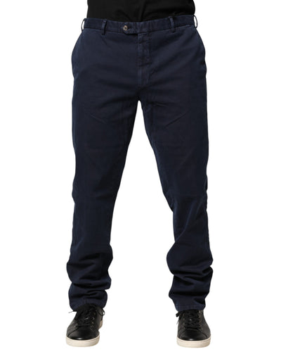 Santaniello Dark Blue Mid Waist Skinny Chino Trouser Pants