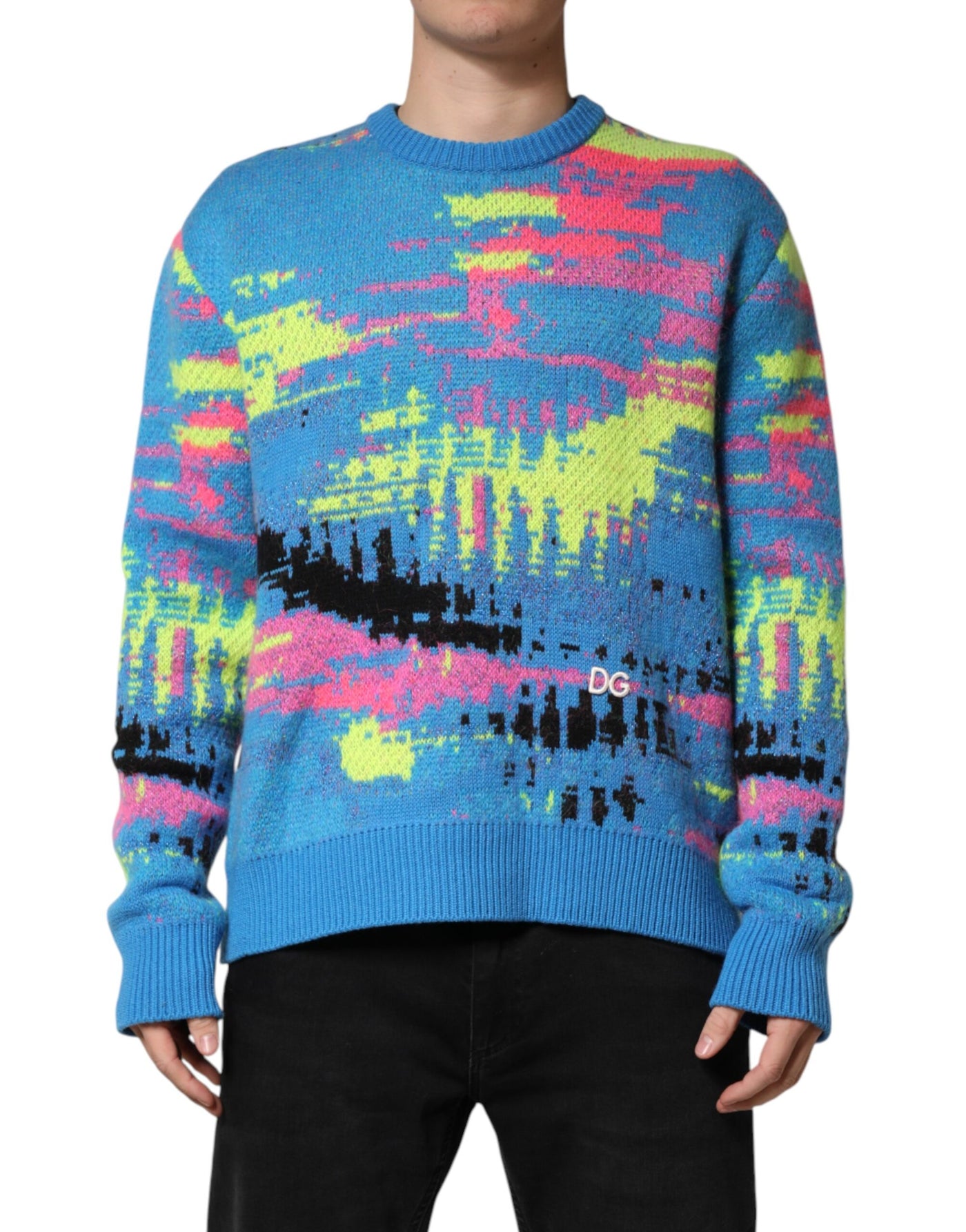 Dolce & Gabbana Multicolor Men Crew Neck Pullover Sweater