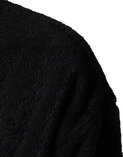 Dolce & Gabbana Black Cotton V-Neck Men Sweatshirt Sweater