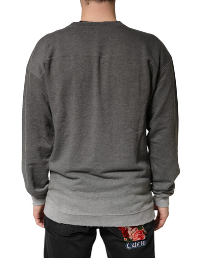 Dolce & Gabbana Gray Cotton Crew Neck Men Sweatshirt Sweater