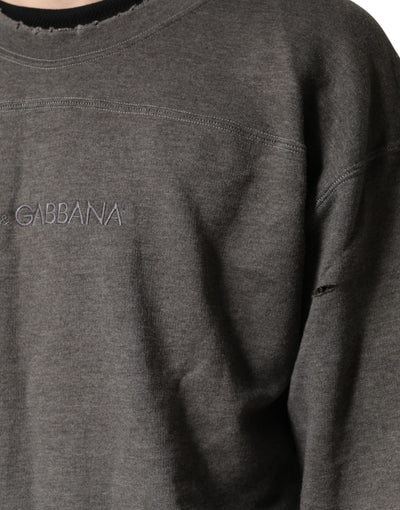 Dolce & Gabbana Gray Cotton Crew Neck Men Sweatshirt Sweater