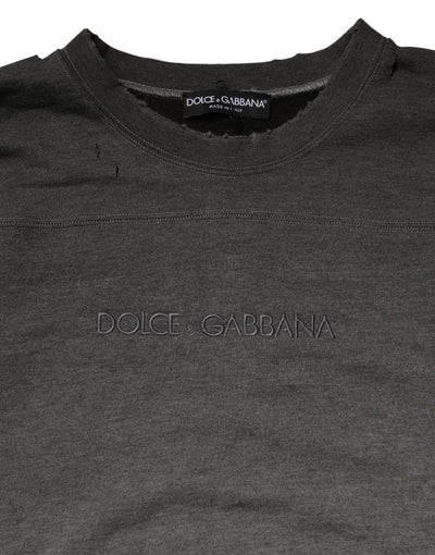 Dolce & Gabbana Gray Cotton Crew Neck Men Sweatshirt Sweater