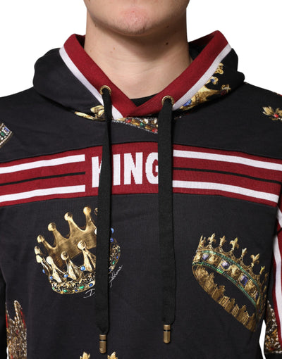 Dolce & Gabbana Black King Crown Hooded Sweatshirt Sweater