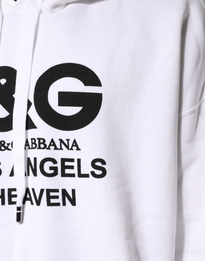Dolce & Gabbana White Logo Cotton Hooded Sweatshirt  Sweater