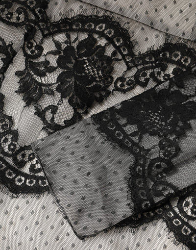 Dolce & Gabbana Black White Lace Silk Blend MaxiSheath Dress