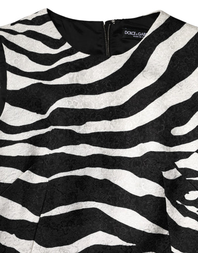 Dolce & Gabbana Black White Zebra Sleeveless A-line Dress